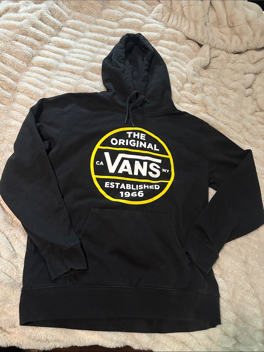 Vans Black Pullover Hoodie with Yellow Circle Logo NWOT small